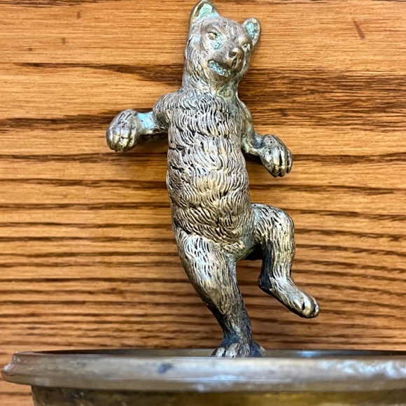 Vintage Bronze Dancing Bear Circus Figurine Trinket Dish Brass Valet Cigar Rest - Picture 10 of 17